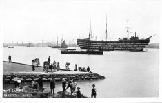 Grays,training ships,children paddling,river view